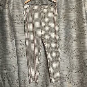 Brown and Tan Geometric Grid Patterned Pants
